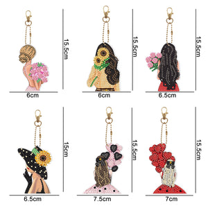 6pcs Beauty Double Sided Keychain