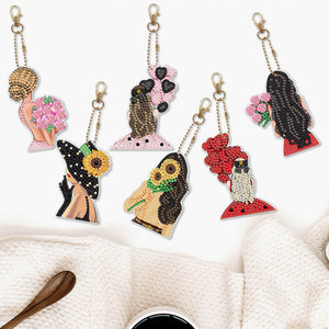 6pcs Beauty Double Sided Keychain