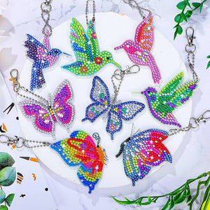 8pc Hummingbird and Butterfly Double-Sides Keychain