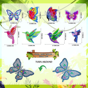 8pc Hummingbird and Butterfly Double-Sides Keychain