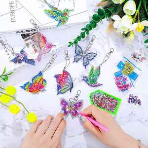 8pc Hummingbird and Butterfly Double-Sides Keychain