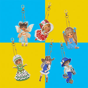 6pcs Doll Double Sided Keychain