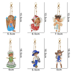 6pcs Doll Double Sided Keychain