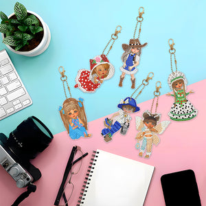 6pcs Doll Double Sided Keychain