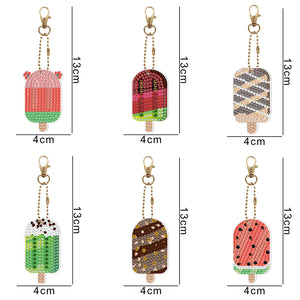 6pcs Ice Cream Double Sided Keychain