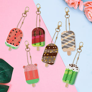 6pcs Ice Cream Double Sided Keychain