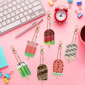 6pcs Ice Cream Double Sided Keychain