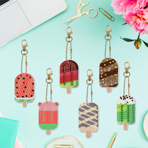 6pcs Ice Cream Double Sided Keychain