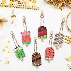 6pcs Ice Cream Double Sided Keychain