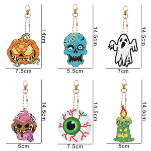 6pcs Halloween Ghost Double Sided Keychain