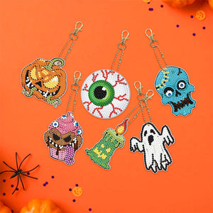 6pcs Halloween Ghost Double Sided Keychain