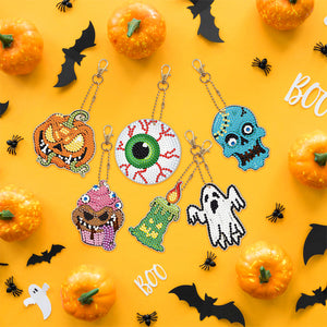 6pcs Halloween Ghost Double Sided Keychain