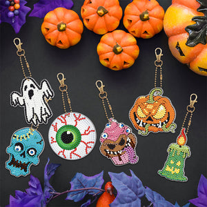 6pcs Halloween Ghost Double Sided Keychain