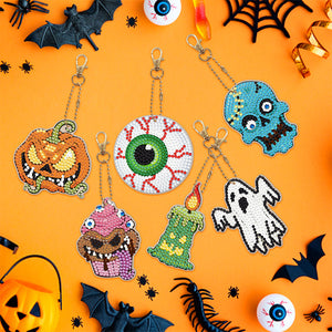 6pcs Halloween Ghost Double Sided Keychain