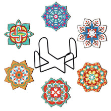 Load image into Gallery viewer, 8pcs/set +1 storage rack-Mandala-Wooden Diamond Coaster
