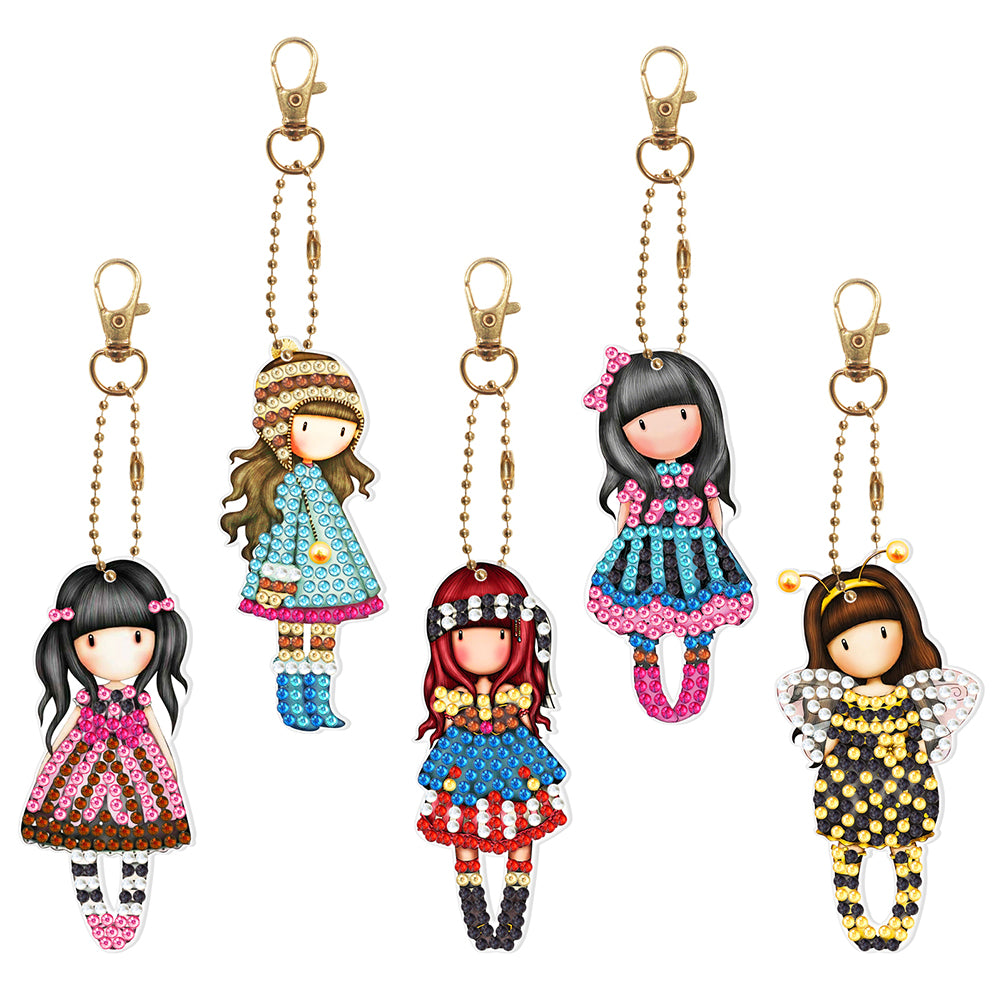 5pcs Doll Double Sided Keychain