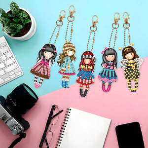 5pcs Doll Double Sided Keychain