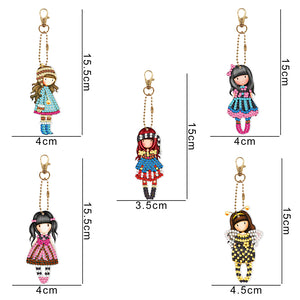 5pcs Doll Double Sided Keychain