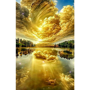 Golden Cloud Water Sky-Full Drill Diamond Painting-40x70cm