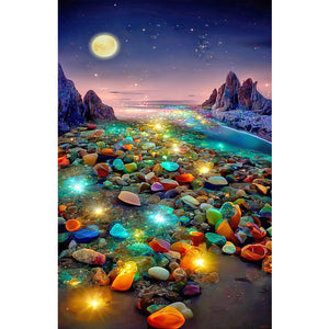 Moon Glowing Colored Stone-Full Drill Diamond Painting-40x70cm