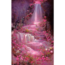 Load image into Gallery viewer, Pink Flower Waterfall-Full Drill Diamond Painting-40x70cm
