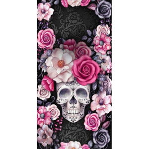 Pink Flower Skull - Full Drill Diamond Painting - 40x80cm