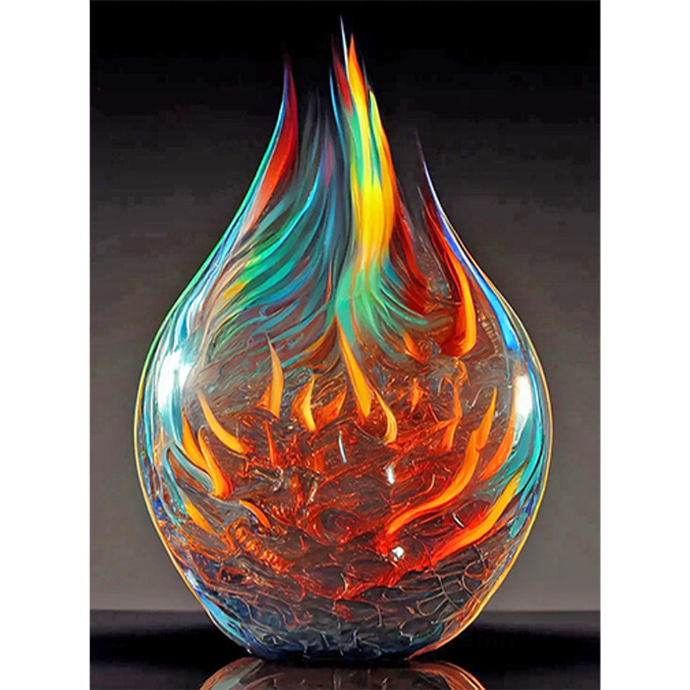 Glass Fire Sculpture-Full Round Diamond Painting-30x40cm