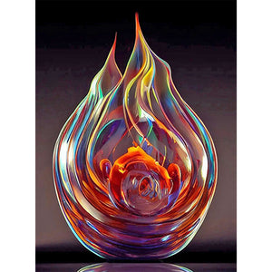 Glass Fire Sculpture-Full Round Diamond Painting-30x40cm