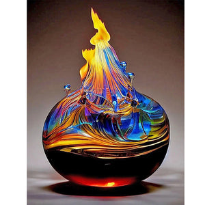 Glass Fire Sculpture-Full Round Diamond Painting-30x40cm