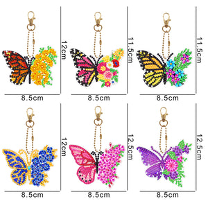 6pcs Butterfly Double Sided Keychain