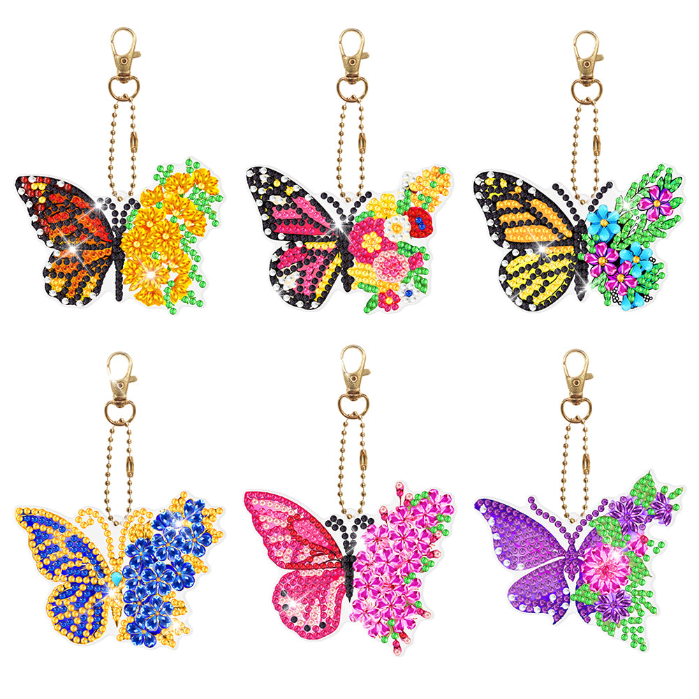 6pcs Butterfly Double Sided Keychain