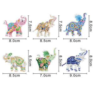 6pcs Elephant Double Sided Keychain