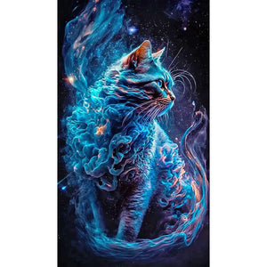 Starry Sky Smoke Cat-Full Drill Diamond Painting-40x70cm