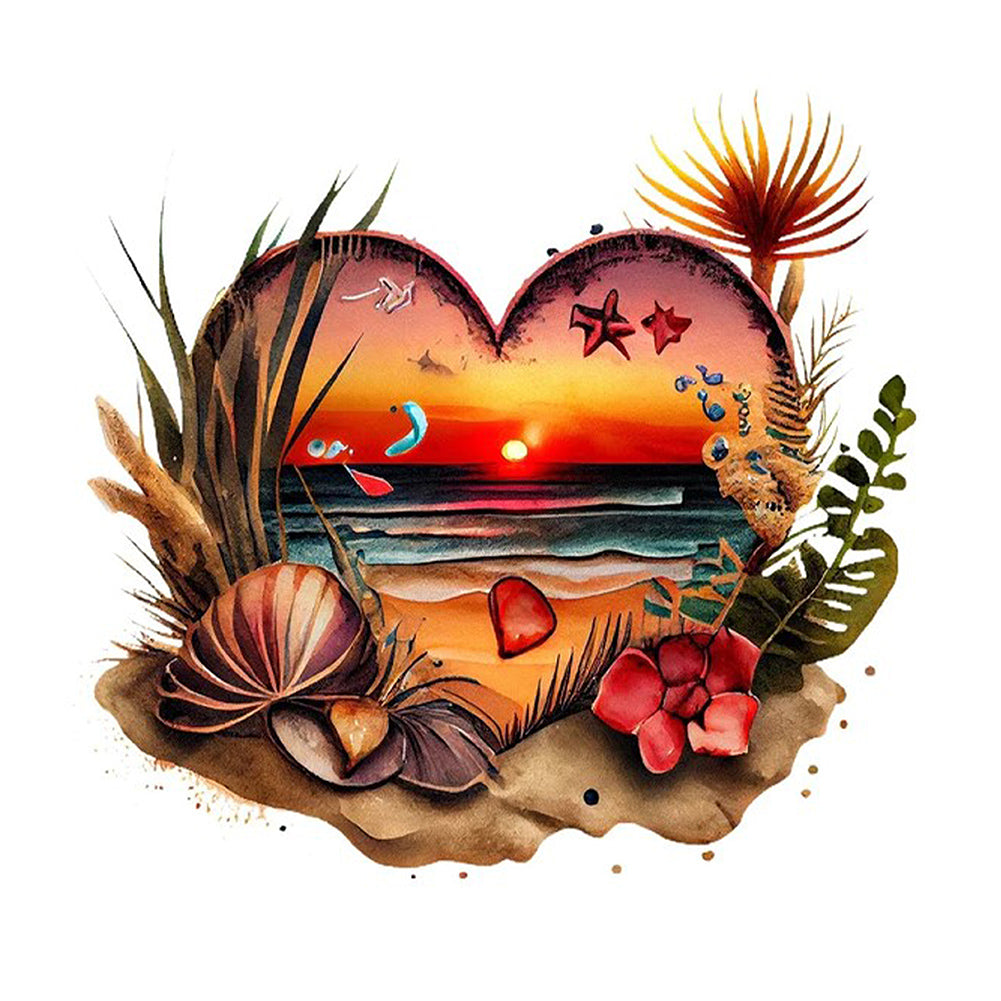 Love Beach-Full Round Diamond Painting-30x30cm