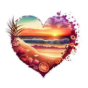 Love Beach-Full Round Diamond Painting-30x30cm