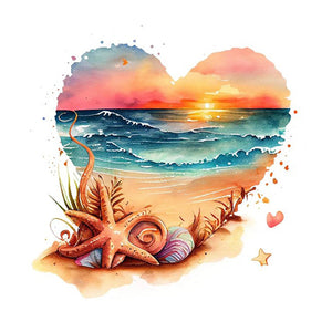 Love Beach-Full Round Diamond Painting-30x30cm