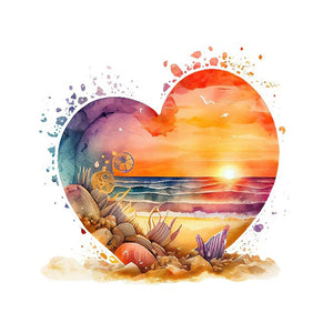 Love Beach-Full Round Diamond Painting-30x30cm