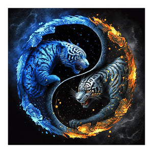 Dragon And Phoenix Yin And Yang Diagram-Full Round Diamond Painting-30x30cm