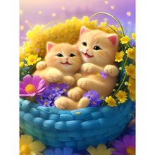 Load image into Gallery viewer, Flower Cat-Full Round Diamond Painting-30x40cm
