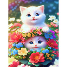 Load image into Gallery viewer, Flower Cat-Full Round Diamond Painting-30x40cm
