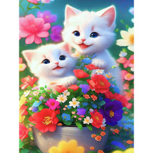 Load image into Gallery viewer, Flower Cat-Full Round Diamond Painting-30x40cm
