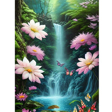 Load image into Gallery viewer, Butterfly Flower Waterfall-Full Round Diamond Painting-30x40cm
