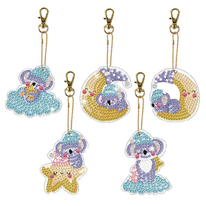 5pcs/set-Cartoon-Double Side Drill-Diamond Keychain