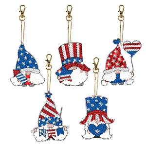 5pcs/set-Cartoon-Double Side Drill-Diamond Keychain