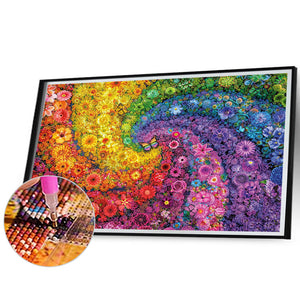 Rainbow Swirl Flower Bush-Full Square Diamond Painting-75x55cm-Large Size