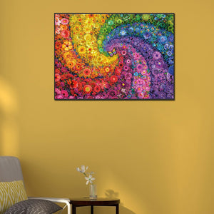 Rainbow Swirl Flower Bush-Full Square Diamond Painting-75x55cm-Large Size