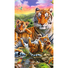 Load image into Gallery viewer, Tiger Wolf-Full Round Diamond Painting-40x70cm-Large Size
