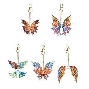 6pcs/Set-Butterfly/Wing-Double Side Drill-Diamond Keychain