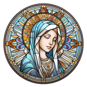 Stained Glass Jesus Virgin-Full Round Diamond Painting-30x30cm