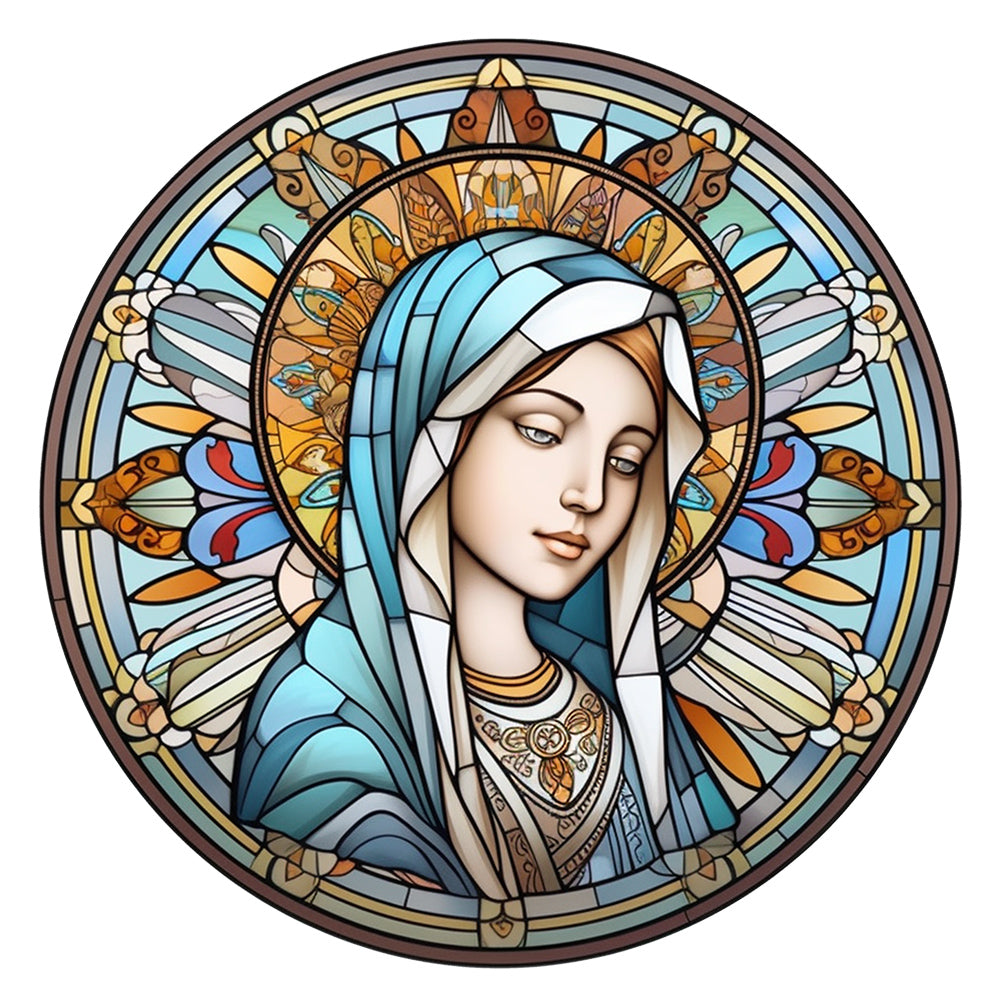 Stained Glass Jesus Virgin-Full Round Diamond Painting-30x30cm